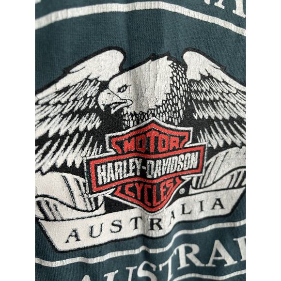 Harley Davidson 90s Double Sided Graphic T-Shirt Darwin Dynacycles Australia VTG - Picture 8 of 8